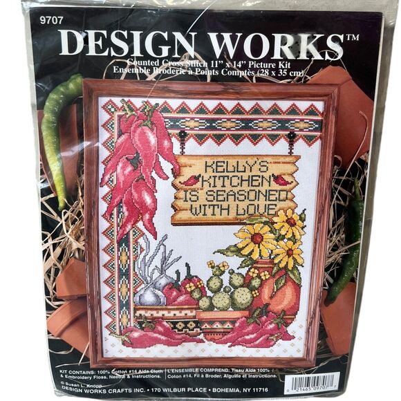 Vgt Design Works Counted Cross Stitch Kit CHILI PEPPER KITCHEN #9707 11" X 14" - Picture 1 of 7